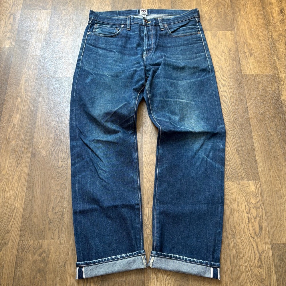 Tellason USA Made Japanese Selvedge Red Line Faded Dark Wash Denim Workwear Jean